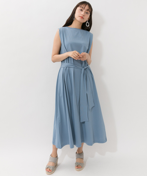 YECCA VECCA（イェッカヴェッカ）の「・ウエストリボンロング丈カットソーワンピース ●（ワンピース・レディース・ブラウン/サックスブルー/ブラック・FREE）」の16枚目の写真