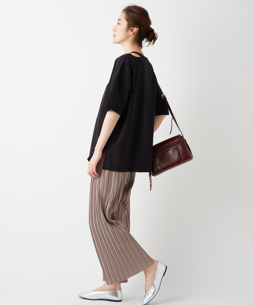 DISCOAT（ディスコート）の「綿テンセル肩開きプルオーバー（Tシャツ/カットソー・レディース・ブラック/ライトグレー/ブラウン/モスグリーン・FREE）」の7枚目の写真