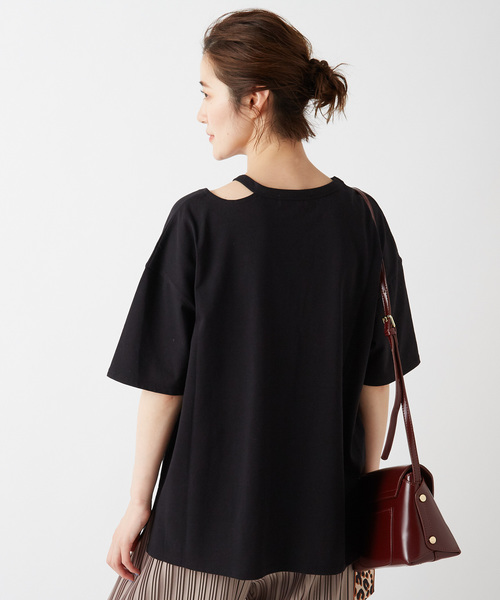 DISCOAT（ディスコート）の「綿テンセル肩開きプルオーバー（Tシャツ/カットソー・レディース・ブラック/ライトグレー/ブラウン/モスグリーン・FREE）」の8枚目の写真