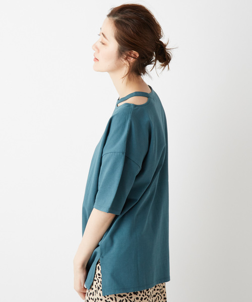 DISCOAT（ディスコート）の「綿テンセル肩開きプルオーバー（Tシャツ/カットソー・レディース・ブラック/ライトグレー/ブラウン/モスグリーン・FREE）」の18枚目の写真