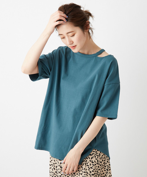 DISCOAT（ディスコート）の「綿テンセル肩開きプルオーバー（Tシャツ/カットソー・レディース・ブラック/ライトグレー/ブラウン/モスグリーン・FREE）」の20枚目の写真