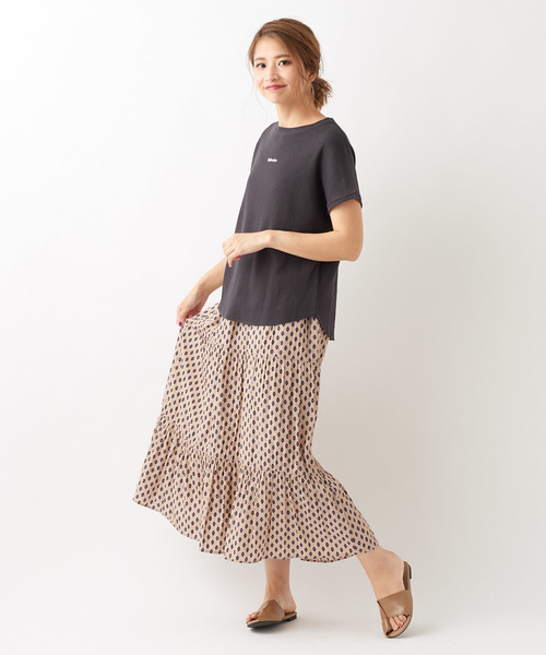 DISCOAT（ディスコート）の「ワッフルミニロゴ刺繍Tシャツ（Tシャツ/カットソー・レディース・チャコールグレー/ベージュ/アイボリー/ボルドー・FREE）」の17枚目の写真