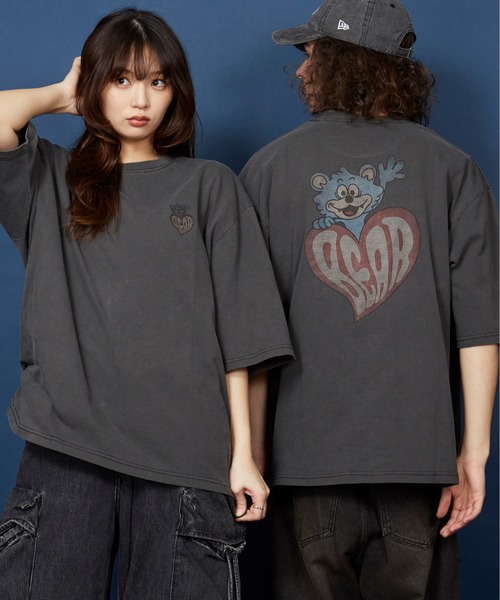 大人気デザイン　RRL フロントロゴTシャツ　ヴィンテージ加工　エイジング セール】ヴィンテージライク 古着風 綿100％ピグメント加工T