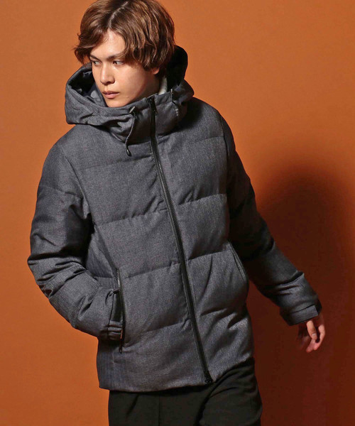 UNION STATION(ユニオンステーション)の「ハイネックフードヘリンボーン柄ダウン≪THERMO LITE≫(ダウンジャケット/コート)」|グレー