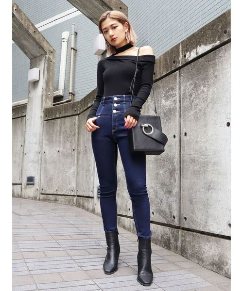 EMODA（エモダ）の「【ELDER】NUDEハイウエストデニム（デニムパンツ・レディース・ブラック/インディゴブルー・X-SMALL/SMALL/MEDIUM）」の3枚目の写真