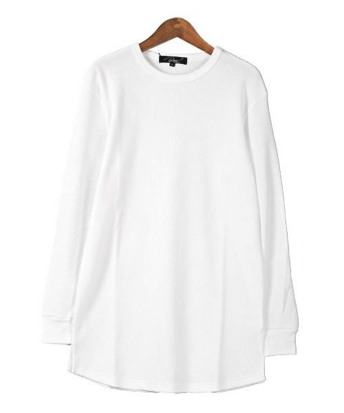 LUXSTYLE（ラグスタイル）の「ワッフルトールロンT（Tシャツ/カットソー・メンズ・ホワイト/ブラック/グレー/ベージュ/ブラウン/カーキ/モカ/チャコール/ネイビー・S/M/L/XL）」の18枚目の写真