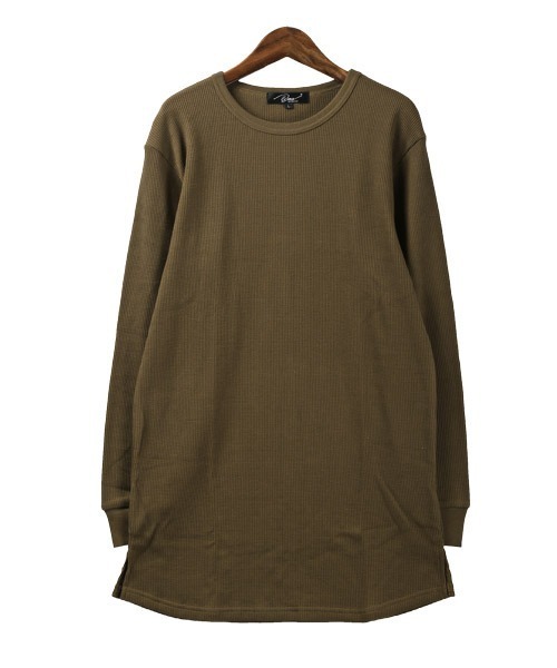 LUXSTYLE（ラグスタイル）の「ワッフルトールロンT（Tシャツ/カットソー・メンズ・ホワイト/ブラック/グレー/ベージュ/ブラウン/カーキ/モカ/チャコール/ネイビー・S/M/L/XL）」の15枚目の写真