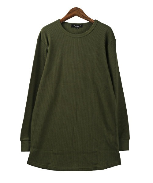 LUXSTYLE（ラグスタイル）の「ワッフルトールロンT（Tシャツ/カットソー・メンズ・ホワイト/ブラック/グレー/ベージュ/ブラウン/カーキ/モカ/チャコール/ネイビー・S/M/L/XL）」の14枚目の写真