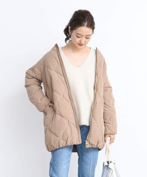 DouDou(ドゥドゥ)の「キルティングダウン(ダウンジャケット/コート・レディース・キャメル/ブラック・FREE)」の10枚目の写真