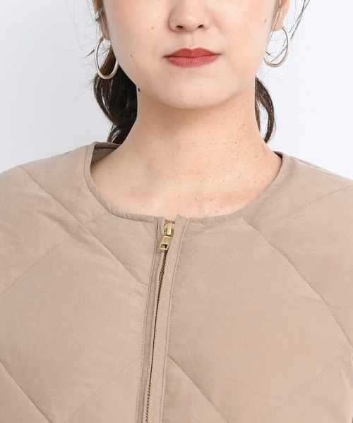 DouDou(ドゥドゥ)の「キルティングダウン(ダウンジャケット/コート・レディース・キャメル/ブラック・FREE)」の14枚目の写真