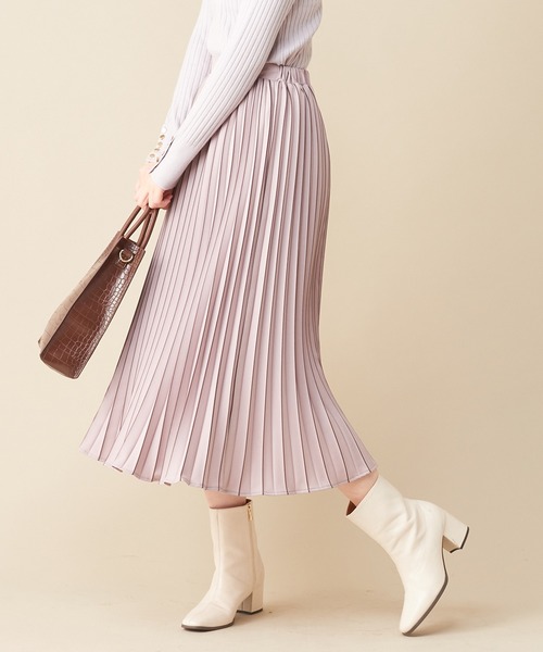 natural couture(ナチュラルクチュール)の「配色プリントプリーツスカート(スカート・レディース・ピンク/チェック/ライトベージュ・FREE)」の1枚目の写真