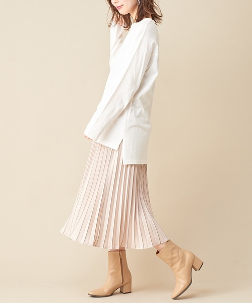 natural couture(ナチュラルクチュール)の「配色プリントプリーツスカート(スカート・レディース・ピンク/チェック/ライトベージュ・FREE)」の4枚目の写真