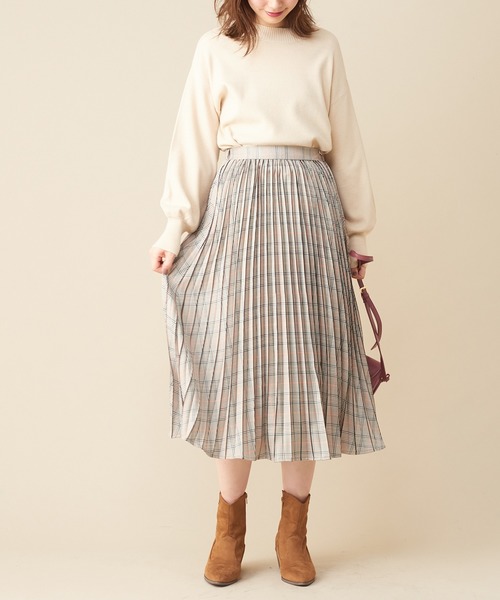 natural couture(ナチュラルクチュール)の「配色プリントプリーツスカート(スカート・レディース・ピンク/チェック/ライトベージュ・FREE)」の21枚目の写真