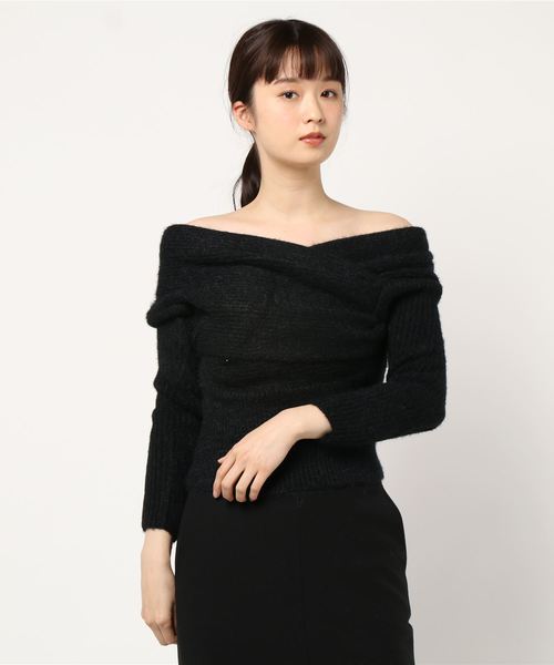 FIG&VIPER（フィグアンドバイパー）の「フェザーニットオフショルTOP（ニット/セーター・レディース・ブラック/ベージュ/オレンジ/ライトピンク・FREE）」の2枚目の写真