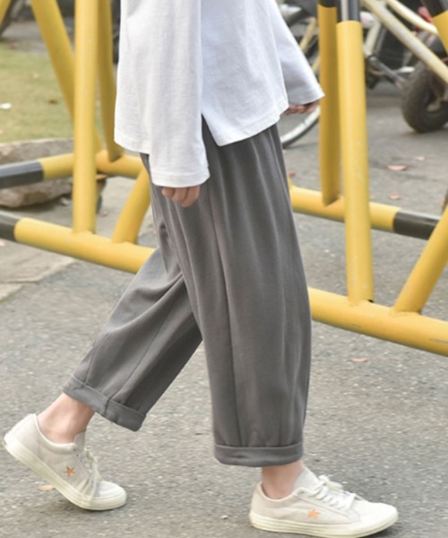 MGV（エムジーヴィー）の「ロールアップワイドパンツ（スラックス・メンズ・ブラック/グレー・MEDIUM/LARGE）」の5枚目の写真