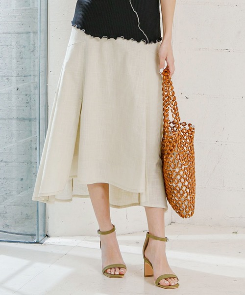 KOBE LETTUCE（コウベレタス）の「スラブガーゼスリットマーメイドスカート（スカート・レディース・ライトベージュ/パープル/ベージュ/ブラック・FREE）」の4枚目の写真