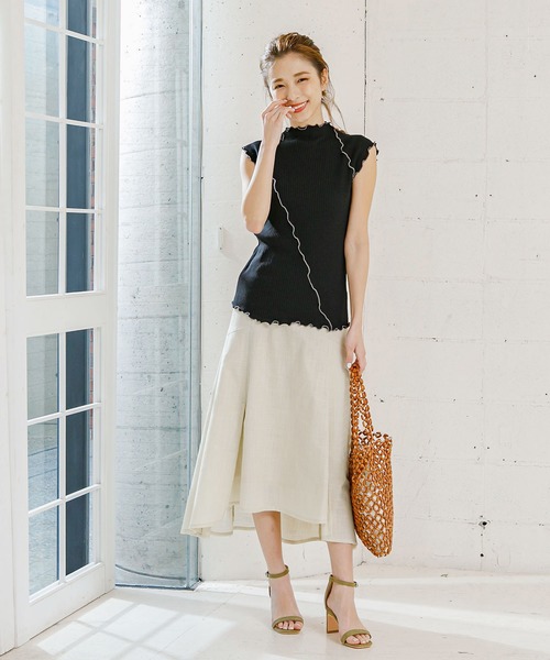 KOBE LETTUCE（コウベレタス）の「スラブガーゼスリットマーメイドスカート（スカート・レディース・ライトベージュ/パープル/ベージュ/ブラック・FREE）」の15枚目の写真