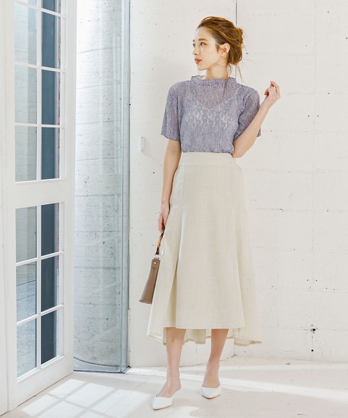 KOBE LETTUCE（コウベレタス）の「スラブガーゼスリットマーメイドスカート（スカート・レディース・ライトベージュ/パープル/ベージュ/ブラック・FREE）」の16枚目の写真