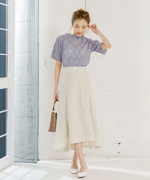 KOBE LETTUCE（コウベレタス）の「スラブガーゼスリットマーメイドスカート（スカート・レディース・ライトベージュ/パープル/ベージュ/ブラック・FREE）」の17枚目の写真