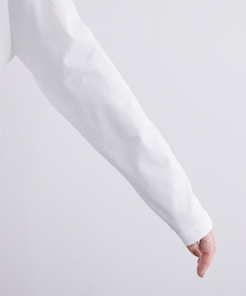 ADAM ET ROPE'(アダムエロペ)の「【WEB限定】抗菌加工モックネックコットンチュニックTEE(Tシャツ/カットソー・レディース・チャコールグレー/ホワイト・FREE)」の14枚目の写真