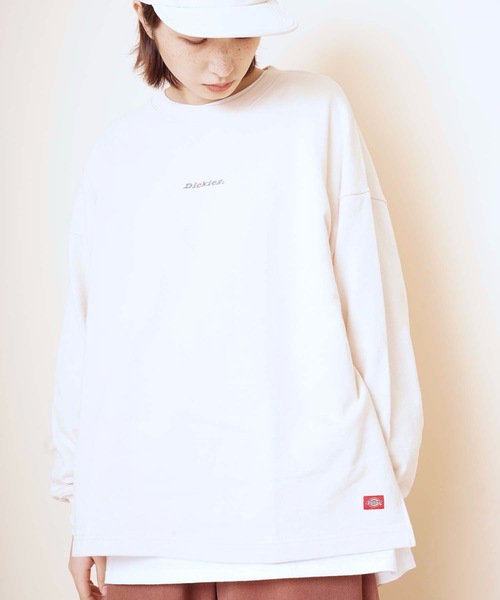Dickies(ディッキーズ)の「【DICKIES/ディッキーズ】ワンポイントクルーネックチュニックスウェット/トレーナー サイドスリット ワンポイントロゴ刺繍(スウェット・レディース・ブラック/パープル/アイボリー・MEDIUM/LARGE)」の11枚目の写真
