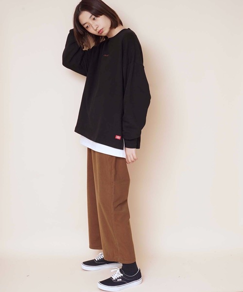 Dickies(ディッキーズ)の「【DICKIES/ディッキーズ】ワンポイントクルーネックチュニックスウェット/トレーナー サイドスリット ワンポイントロゴ刺繍(スウェット・レディース・ブラック/パープル/アイボリー・MEDIUM/LARGE)」の14枚目の写真