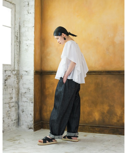 manana suerte(マニャーナスエルテ)の「コットンリネンフリルプルオーバー(シャツ/ブラウス・レディース・ホワイト/ブラック/ベージュ/ブルー・FREE)」の10枚目の写真