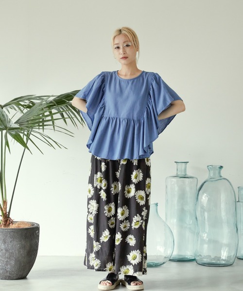 manana suerte(マニャーナスエルテ)の「コットンリネンフリルプルオーバー(シャツ/ブラウス・レディース・ホワイト/ブラック/ベージュ/ブルー・FREE)」の14枚目の写真