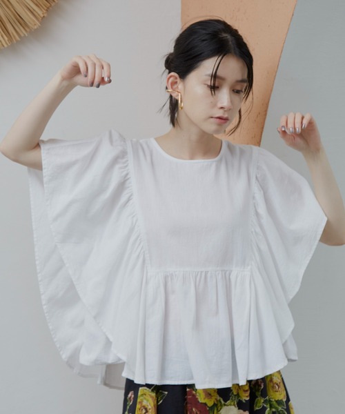 manana suerte(マニャーナスエルテ)の「コットンリネンフリルプルオーバー(シャツ/ブラウス・レディース・ホワイト/ブラック/ベージュ/ブルー・FREE)」の22枚目の写真