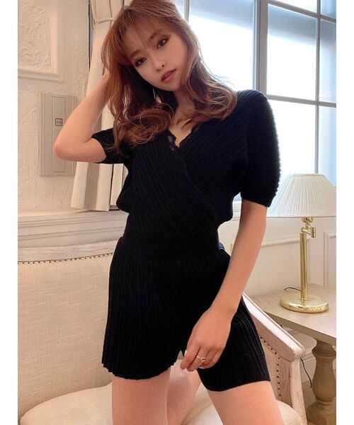 RESEXXY(リゼクシー)の「カシュクールニットショートコンビネゾン(つなぎ/オールインワン・レディース・ブラック/ベージュ/モカ・FREE)」の20枚目の写真