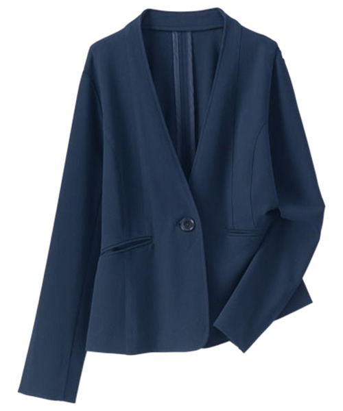 BELLUNA（ベルーナ）の「色あせにくいノーカラージャケット（ノーカラージャケット・レディース・ブラック/ネイビー・MEDIUM/LARGE/X-LARGE）」の5枚目の写真