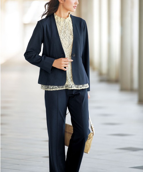 BELLUNA（ベルーナ）の「色あせにくいノーカラージャケット（ノーカラージャケット・レディース・ブラック/ネイビー・MEDIUM/LARGE/X-LARGE）」の10枚目の写真