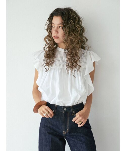 Ungrid（アングリッド）の「コットンノースリフリルブラウス（シャツ/ブラウス・レディース・ブラック/オフホワイト/オレンジ・FREE）」の9枚目の写真