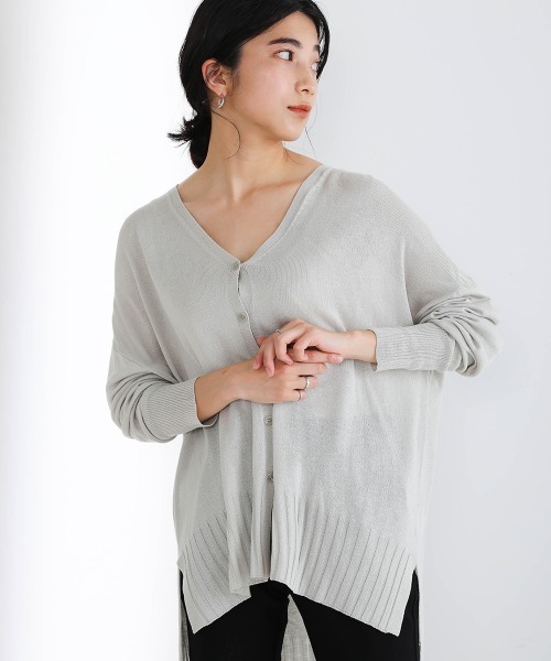 Bou Jeloud(ブージュルード)の「前後差カーディガン(カーディガン/ボレロ・レディース・ベージュ/ネイビー/ライトグリーン/グレイッシュベージュ・FREE)」の11枚目の写真