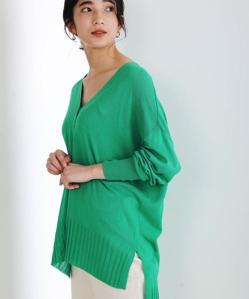 Bou Jeloud(ブージュルード)の「前後差カーディガン(カーディガン/ボレロ・レディース・ベージュ/ネイビー/ライトグリーン/グレイッシュベージュ・FREE)」の6枚目の写真