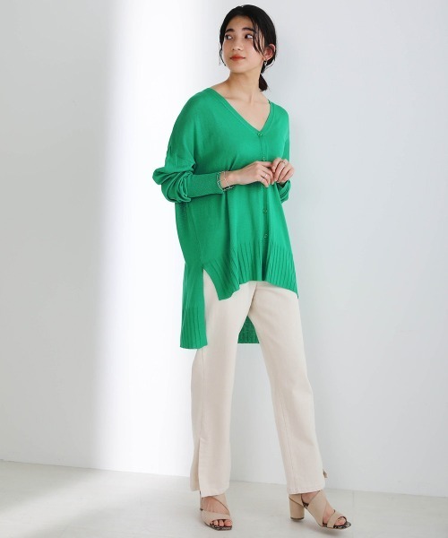 Bou Jeloud(ブージュルード)の「前後差カーディガン(カーディガン/ボレロ・レディース・ベージュ/ネイビー/ライトグリーン/グレイッシュベージュ・FREE)」の7枚目の写真