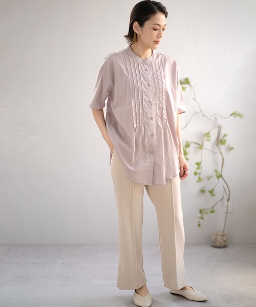 ＡＮＤＪ（アンドジェイ）の「ピンタックバンドカラーシャツ（シャツ/ブラウス・レディース・ブルー系その他/グレー系その他/オフホワイト・M）」の11枚目の写真