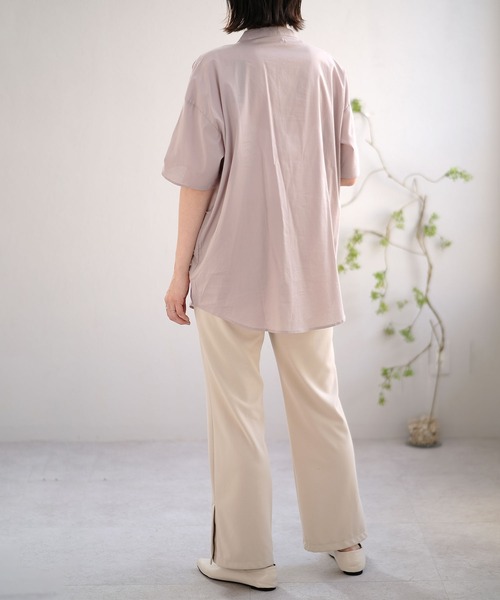 ＡＮＤＪ（アンドジェイ）の「ピンタックバンドカラーシャツ（シャツ/ブラウス・レディース・ブルー系その他/グレー系その他/オフホワイト・M）」の5枚目の写真