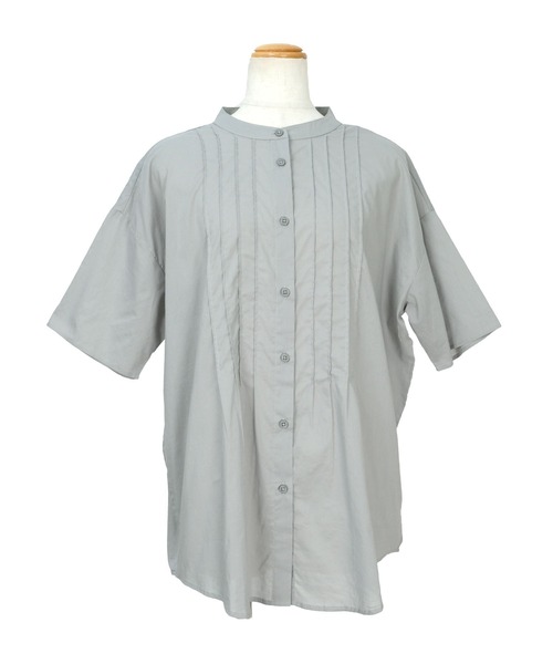 ＡＮＤＪ（アンドジェイ）の「ピンタックバンドカラーシャツ（シャツ/ブラウス・レディース・ブルー系その他/グレー系その他/オフホワイト・M）」の12枚目の写真