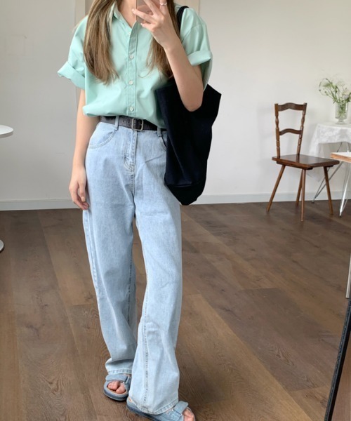 MANGROVE（マングローブ）の「サマーカラールーズカジュアルシャツ（シャツ/ブラウス・レディース・ホワイト/グリーン/ブルー/イエロー/ライトピンク・FREE）」の8枚目の写真