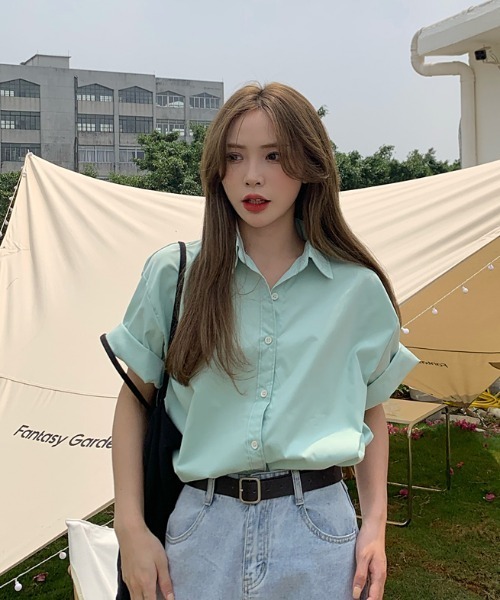 MANGROVE（マングローブ）の「サマーカラールーズカジュアルシャツ（シャツ/ブラウス・レディース・ホワイト/グリーン/ブルー/イエロー/ライトピンク・FREE）」の13枚目の写真