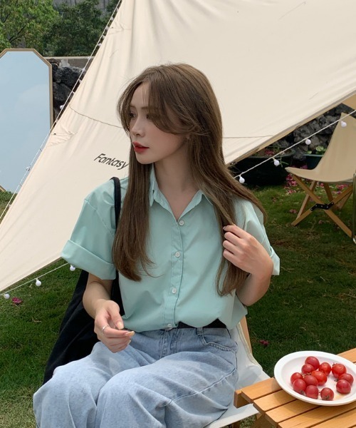 MANGROVE（マングローブ）の「サマーカラールーズカジュアルシャツ（シャツ/ブラウス・レディース・ホワイト/グリーン/ブルー/イエロー/ライトピンク・FREE）」の18枚目の写真