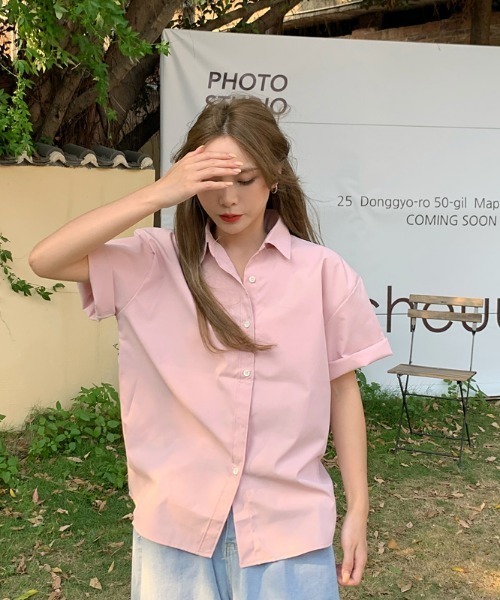 MANGROVE（マングローブ）の「サマーカラールーズカジュアルシャツ（シャツ/ブラウス・レディース・ホワイト/グリーン/ブルー/イエロー/ライトピンク・FREE）」の19枚目の写真