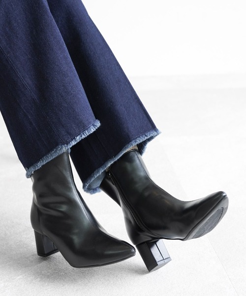 chocolates（チョコラテス）の「晴雨兼用チャンキーショートブーツ【日本製】（ブーツ・レディース・ブラック/ブラック系その他/グレー/アイボリー・S/M/L/LL）」の17枚目の写真