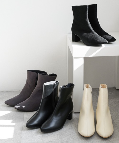 chocolates（チョコラテス）の「晴雨兼用チャンキーショートブーツ【日本製】（ブーツ・レディース・ブラック/ブラック系その他/グレー/アイボリー・S/M/L/LL）」の14枚目の写真