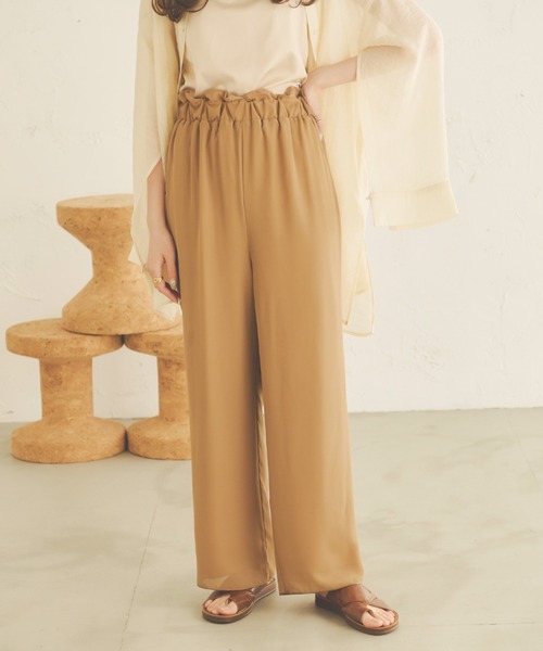 Ambre Neige(アンブルネージュ)の「シアーストレートパンツ/【WEB/EC限定商品】(その他パンツ・レディース・ブラウン/ライトブラウン・FREE)」の2枚目の写真