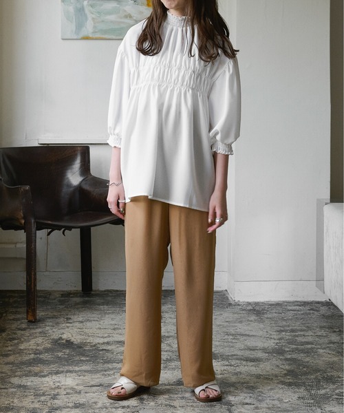 Ambre Neige(アンブルネージュ)の「シアーストレートパンツ/【WEB/EC限定商品】(その他パンツ・レディース・ブラウン/ライトブラウン・FREE)」の9枚目の写真