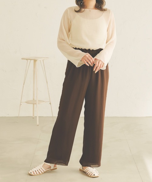 Ambre Neige(アンブルネージュ)の「シアーストレートパンツ/【WEB/EC限定商品】(その他パンツ・レディース・ブラウン/ライトブラウン・FREE)」の11枚目の写真