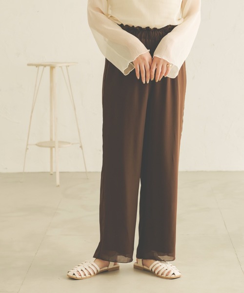 Ambre Neige(アンブルネージュ)の「シアーストレートパンツ/【WEB/EC限定商品】(その他パンツ・レディース・ブラウン/ライトブラウン・FREE)」の10枚目の写真
