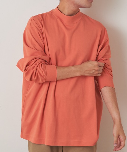 CIAOPANIC TYPY（チャオパニックティピー）の「シルケットスムース モックネックTシャツ（Tシャツ/カットソー・メンズ・ブラック/オフホワイト/オレンジ・S/M/L/XL）」の4枚目の写真